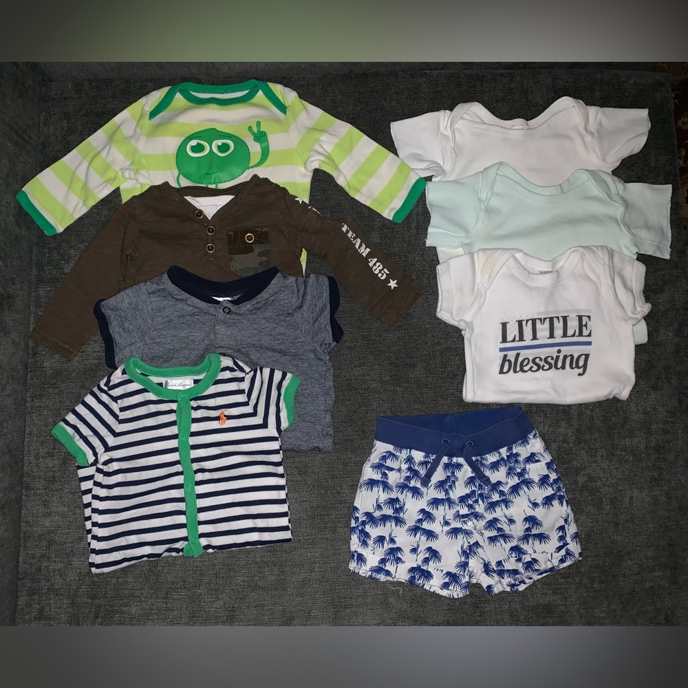 EUC 100% Cotton 6 Month Old Boy Lot of 8; Includes Ralph Lauren One Piece
